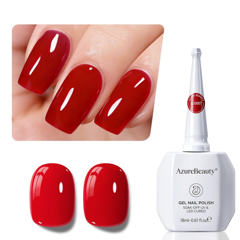 AZUREBEAUTY Classic Red Gel Nail Polish 18ML – High Gloss, Red Soak Off UV/LED Gel Polish for Nail Art, DIY Manicure & Salon Quality