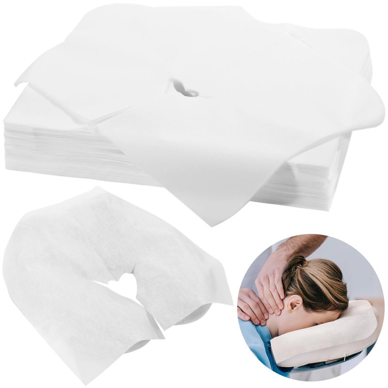 300PCS Disposable Face Cradle Covers, Disposable Massage Table Cover, Single Use Massage Bed Headrest Cushion Cover, Professional Massage Chair Face Cover for Skincare Beauty Salons