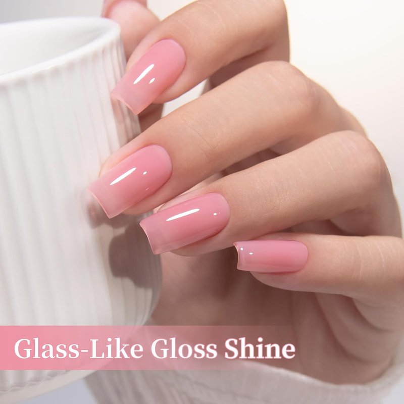 Glassy Clear No Wipe Top Coat Gel Nail Polish - HEMA & TPO Free, Long Lasting High Gloss Finish | 0.5 Fl Oz