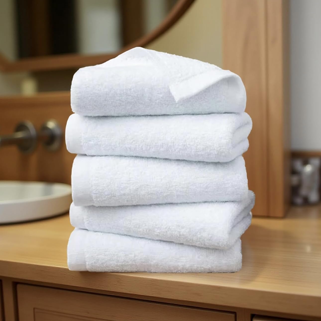 MadeTerra S Premium Wash Cloth. Pack of 12-100% Cotton -Ultra Soft and Absorbent - Bathroom Hand Towels, Washcloths Bath Towels - Perfect for Hotel Kitchen Salon, Gym (Size: 13''x13'') (White)