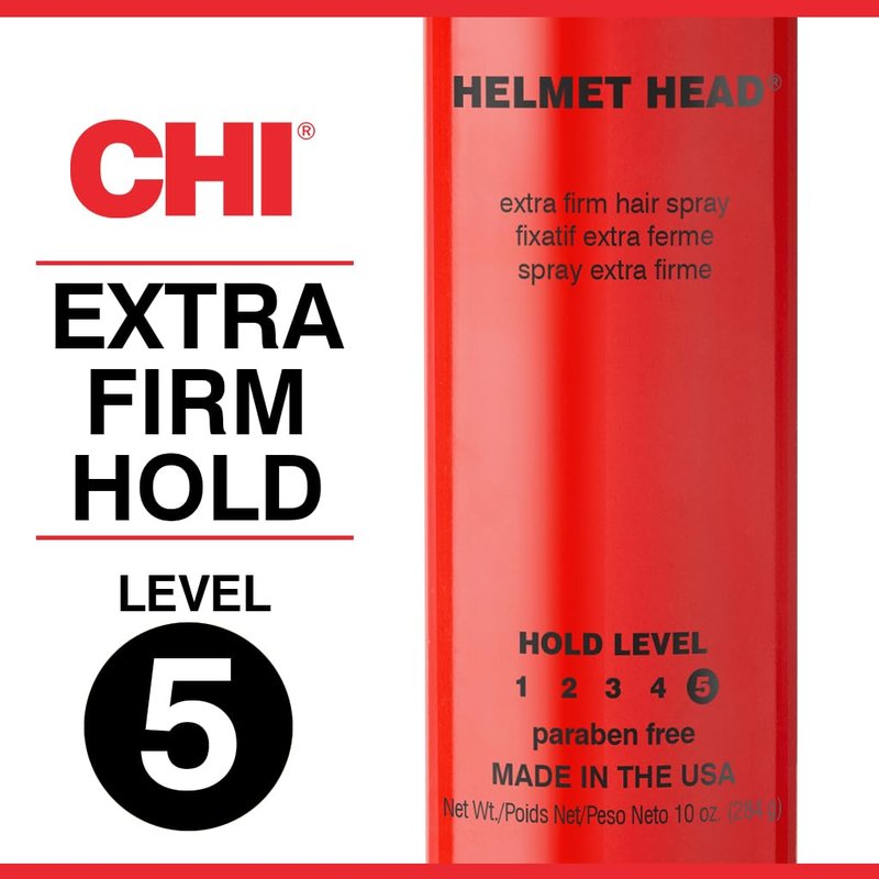 CHI Helmet Head Extra Firm Hairspray - Professional Strong Hold Styling Spray for Humidity Resistance | 10 Oz