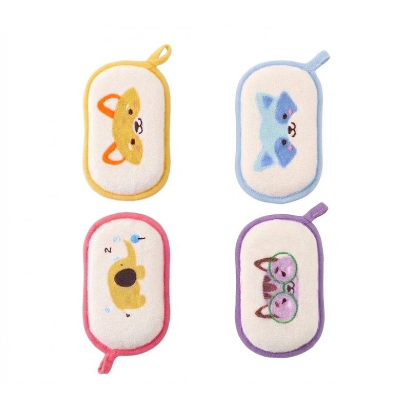 4Pcs Baby Bath Sponge, Cartoon Bath Loofah Sponge Absorbent Shower Sponges Soft for Women