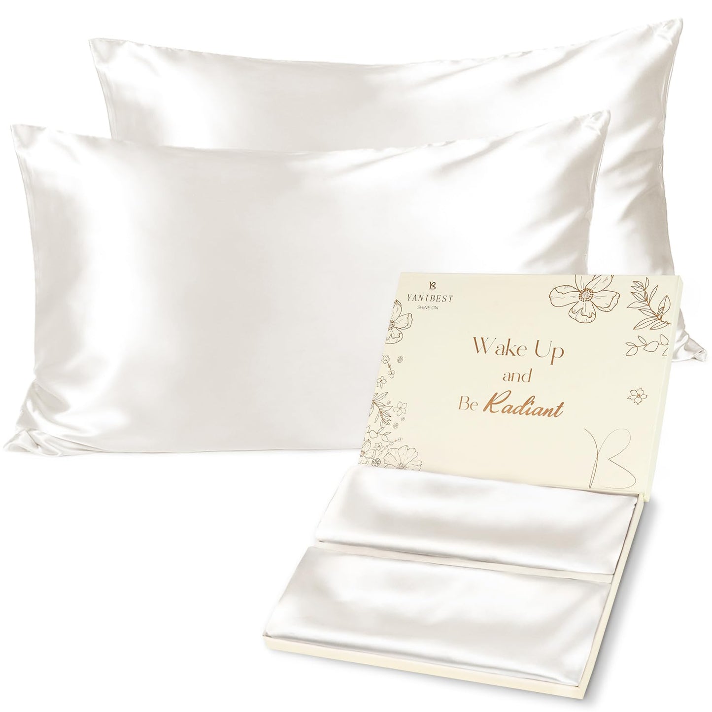Yanibest 2 Pack Leopard Satin Pillowcase, Silk Pillow Cases for Hair and Skin with Zipper, Standard Pillow Cases Set of 2 for 20"x26", Exquisite Packaging for Women Men