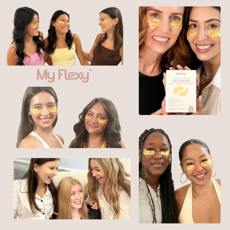Skiennix 24K Gold Under Eye Patches - Collagen & Peptides for Puffy Eyes and Dark Circles | 24 Pairs