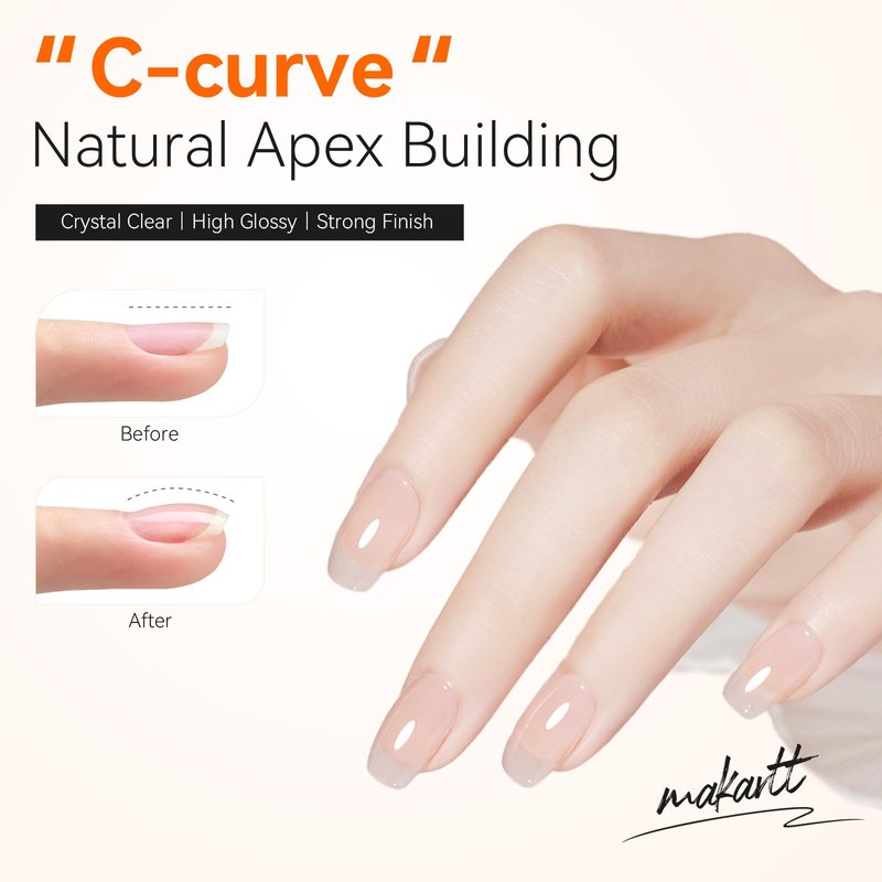 Makartt Clear Builder Nail Gel, 7 in 1 Gel Nail Polish Rubber Base Coat Hard UV Light Strengthener Extension Thickening Rhinestone Soak Off Builder for Broken Nails Repair, 1 Bottle 15ml