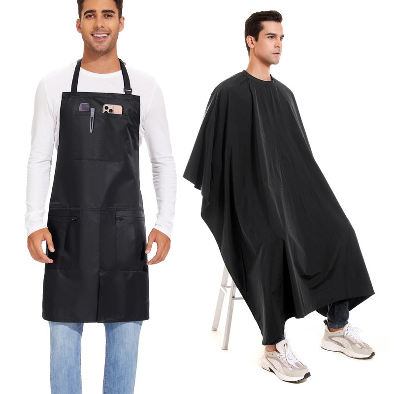 izzycka Hari Stylist Apron - Hari Cutting Cape (1 Piece Salon Apron + 1 Piece Barber Cape), Fits for Salon and Home Use