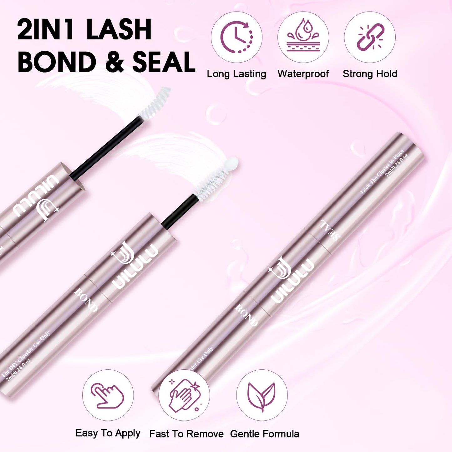 Uilulu Lash Cluster Glue - 2-in-1 Bond & Seal for Long-Lasting Eyelash Clusters | 14ml Total
