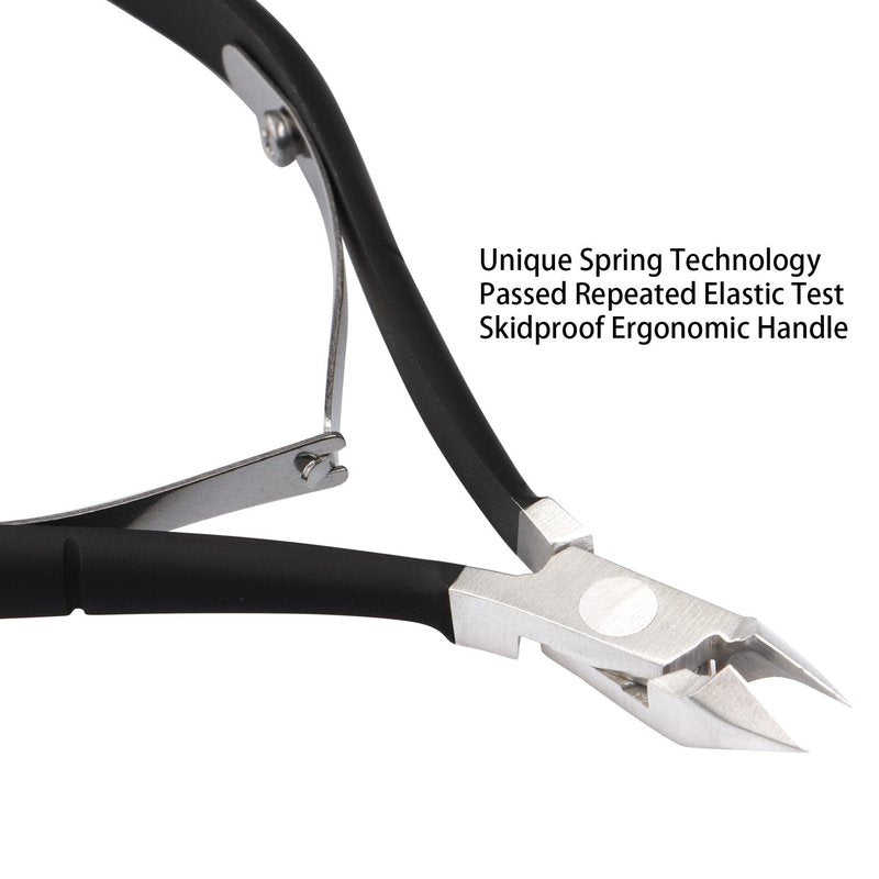 Ejiubas Cuticle Trimmer with Cuticle Pusher Cuticle Nipper Professional Grade Stainless Steel Cuticle Remover Cutter Clipper Durable Pedicure Manicure Tools (Black)