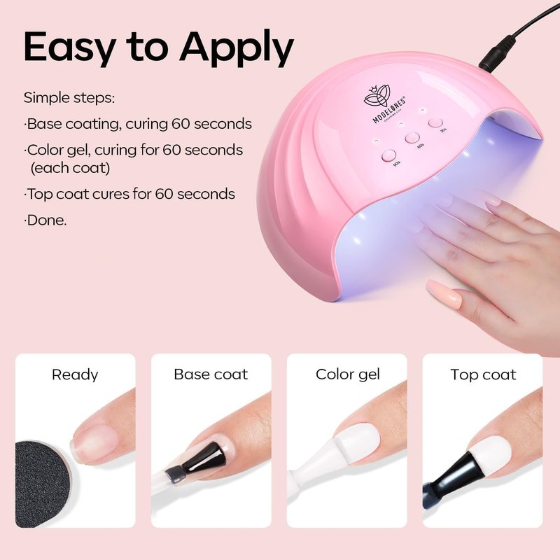 Modelones Gel Nail Polish Set - 2 Pcs 15ml French Manicure Kit in White & Nude Pink | Soak Off UV LED Gel for DIY Nail Art