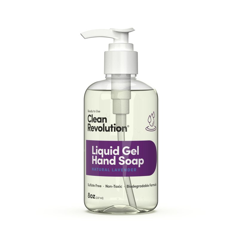 Clean Revolution Liquid Gel Hand Soap, Silky Rich Liquid, Quick Lather, Fast Rinsing, Contains Real Essential Oils (Natural Lavender) 8 Fl Oz