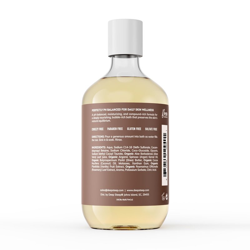 Deep Steep Vanilla Coconut Bubble Bath for Women, Hypoallergenic, Clinically Tested, Clean Formula for Sensitive Skin, Sulfate-Free, 17 fl oz Bottle, Essential Bath Accessories