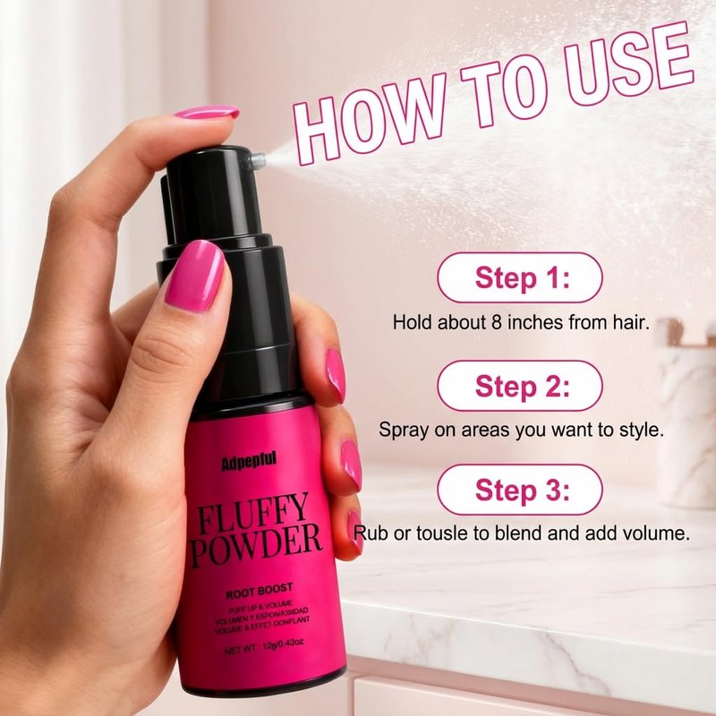 adpepful Hair Fluffy Powder, Instantly Volume & Lift, Lightweight & Strong Hold for Thin Hair, Hair Styling Texture Powder Spray for Women, No Residue, 12g