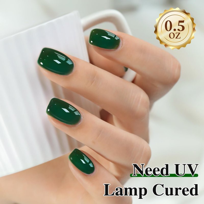 Double Rhythm 15ML Gel Polish Pure Sheer Same Color Same Bottle Soak Off Gel Polish Art Manicure Salon DIY at Home for Women (Deep Green-A1460)