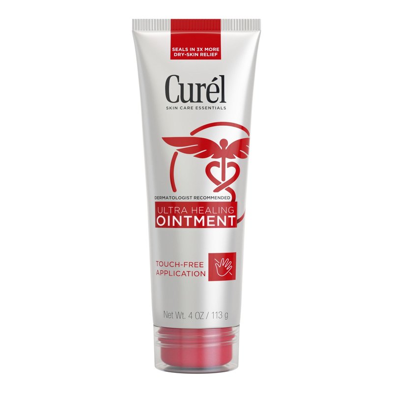 Curel Ultra Healing Ointment, Healing Ointment with Touch Free Applicator, Body and Face Moisturizer for Women and Men, 4 Oz