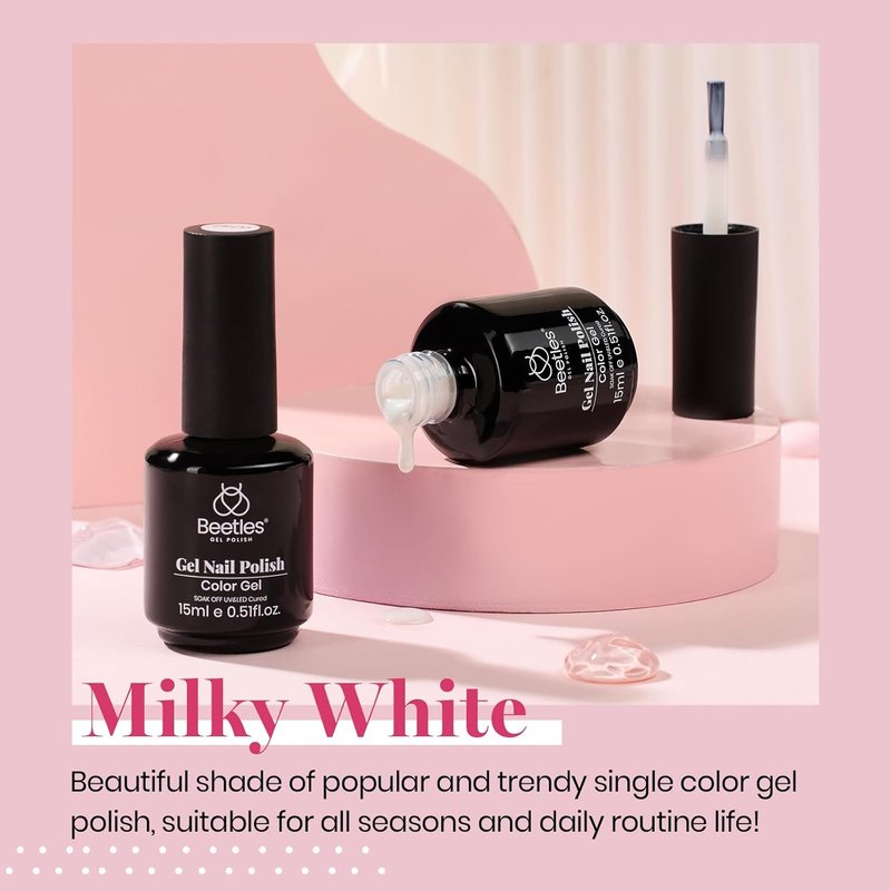 Beetles Milky White Jelly Gel Nail Polish Set - 15ml Translucent Soak Off UV/LED Gel for Nail Art