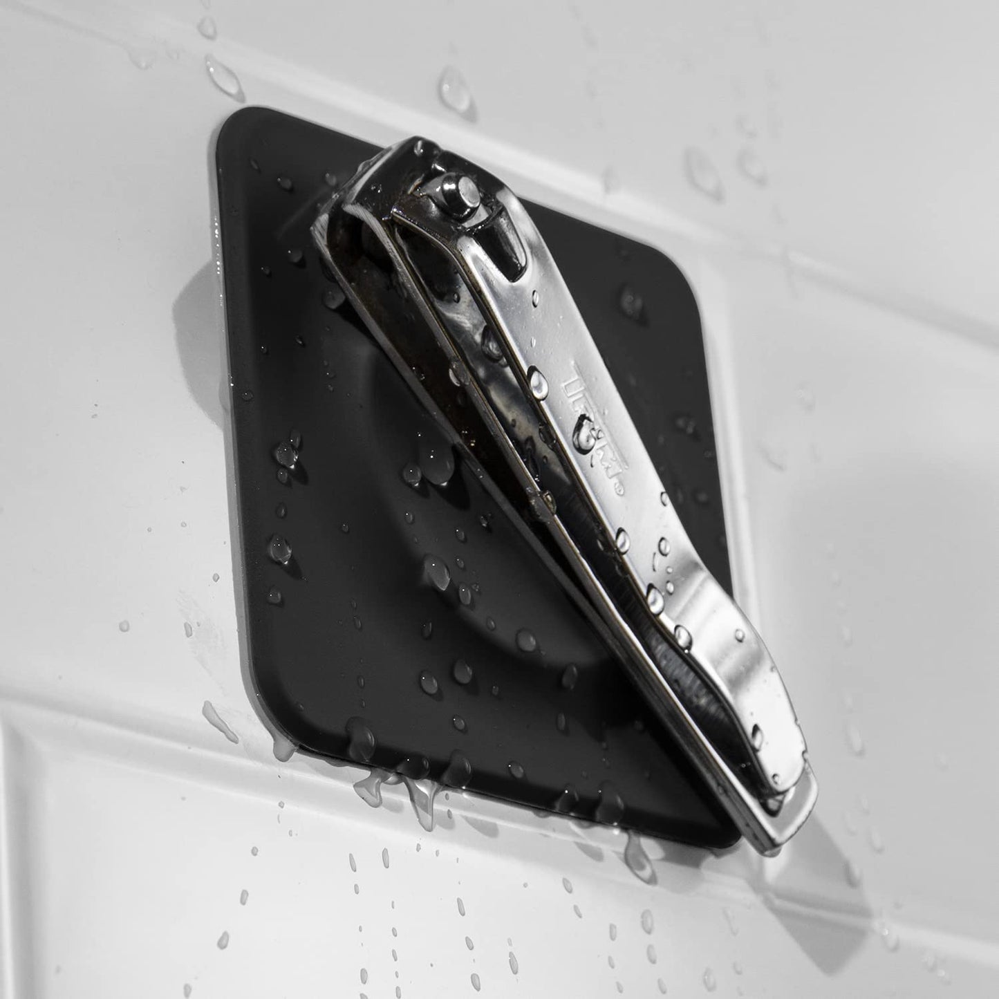 TOOLETRIES The 4-in-1 Tile Series - Secure Holders, Silicone Toiletry Organizer, Shower & Bathroom Accessory - Features Silicone-Grip Technology, Removable & Reusable - Charcoal