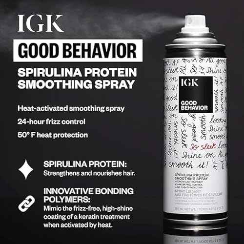 IGK Hair Treatment Full Size Set | Antisocial Dry Hair Mask + Good Behavior Spirulina Spray | Overnight Bond-Building + Keratin Like Smoothing Spray | Set of 2 - New and Improved Scent