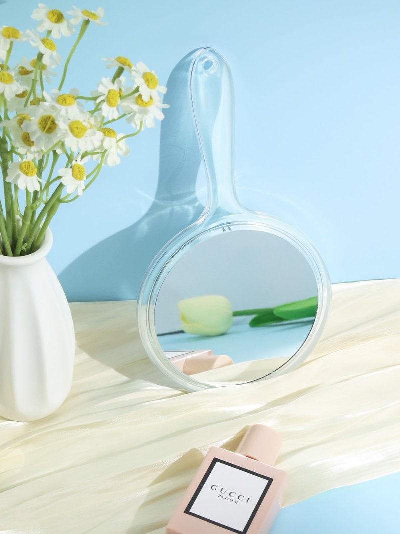 Macaki Hand Mirror, Double-Sided 1X/5X Magnifying Mirror with Handle, Acrylic, 10.5" L x 5.7" W, Clear, Pack of 1