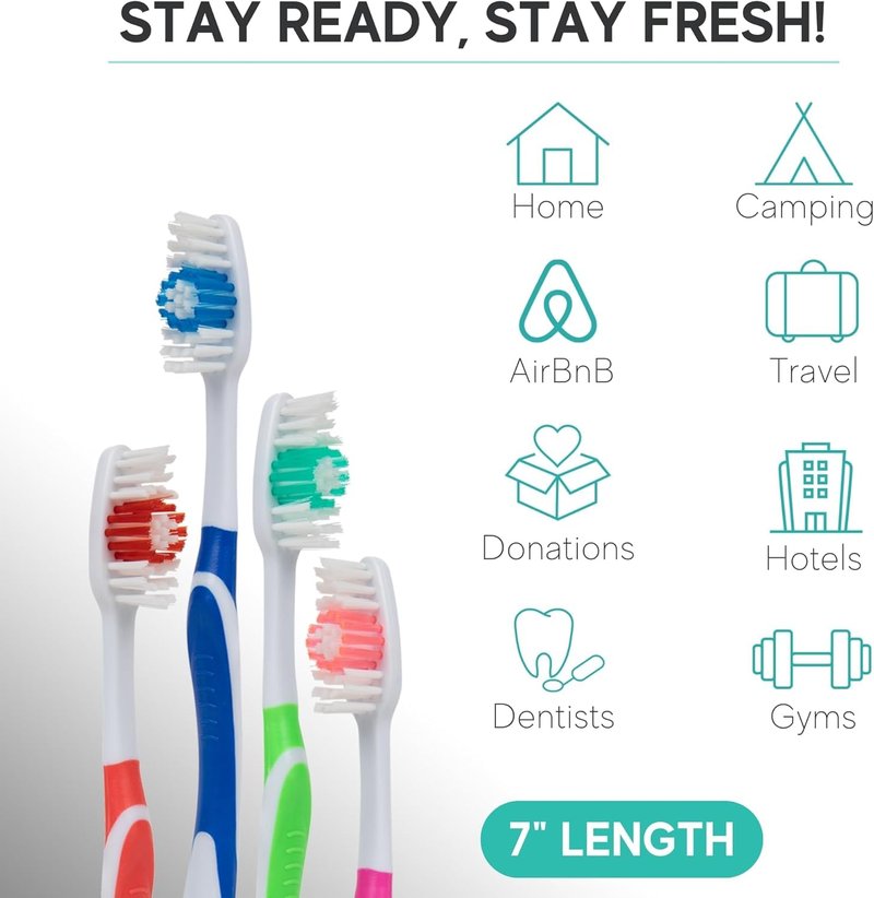 Avistar Bulk Toothbrushes Pack - 148 Individually Wrapped Toothbrushes Bulk for Travel, Hotels, Relief Missions, and Donations - Bulk Disposable Toothbrush Pack Adults and Kids