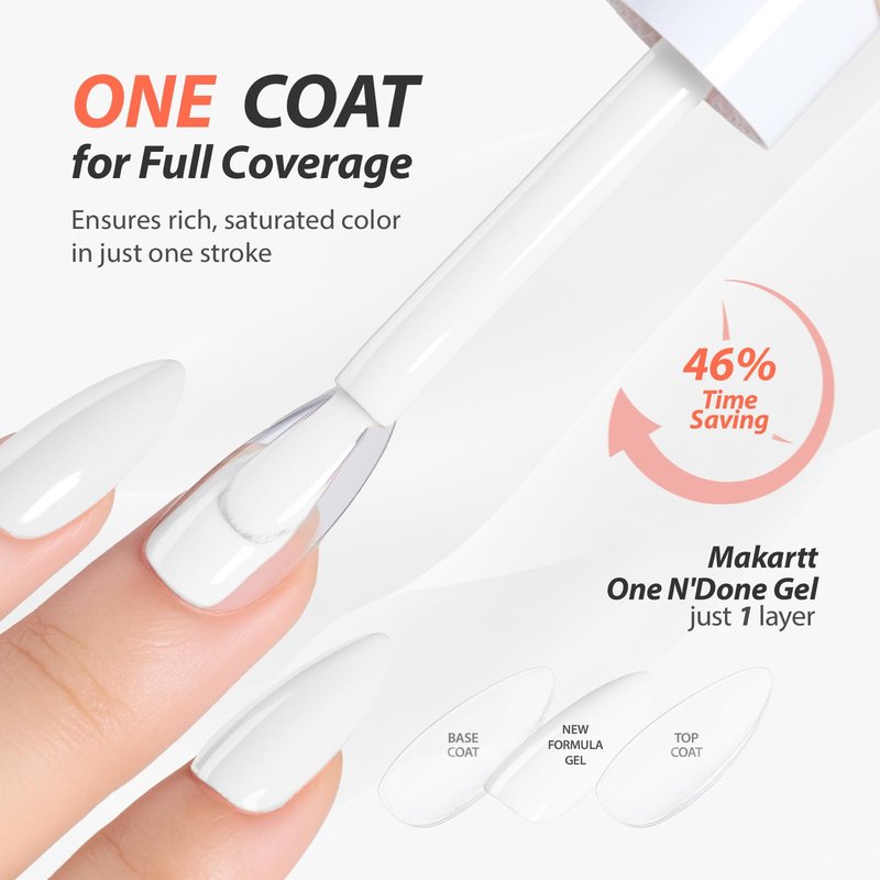 Makartt Ultra-Pigmented White Gel Nail Polish 15ml: One Coat White Gel Polish High Gloss Shine, Salon-Grade UV Polish Gels Perfect for French Tips & Nail Art Manicure DIY Salon Home