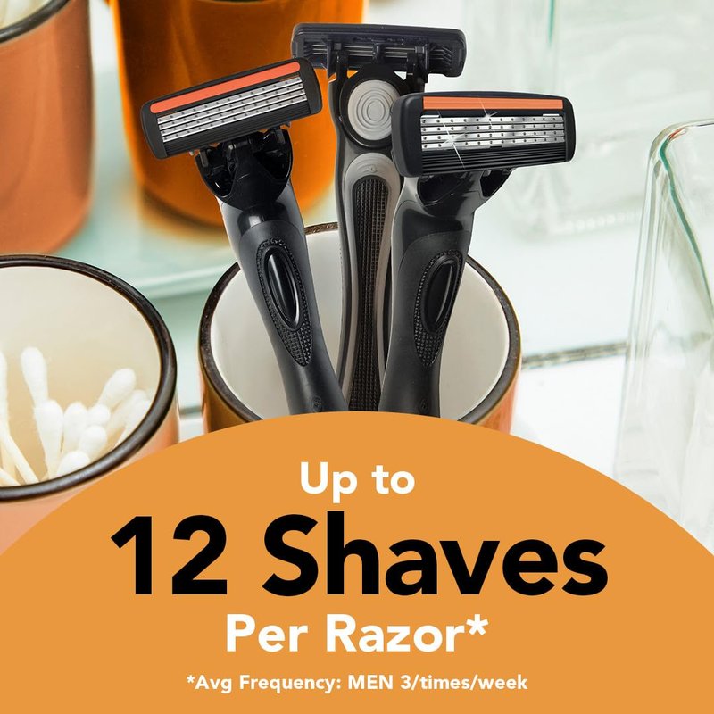 BIC Flex 4 Refillable Razors - Long-Lasting 4 Blade Shaving Kit for Sensitive Skin | 1 Handle & 7 Cartridges