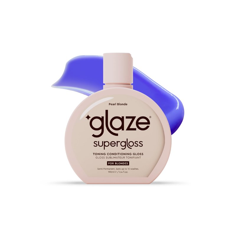 GLAZE SUPERGLOSS PURPLE TONING GLOSS: Hydrating, toning gloss for blonde, bleached & highlighted hair. Neutralizes yellow tones, boosts shine, conditions in 10 minutes - 6.4 fl oz - Pearl Blonde