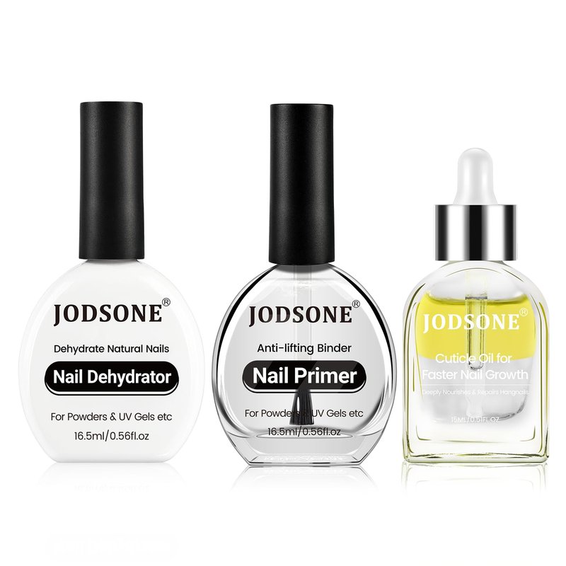 JODSONE 16.5ml Nail Dehydrator and Nail Primer with Cuticle Oil Set Ideal for Salon or Home Use,Removes Moisture for Strong Nails Adhesion,Natural Cuticle Oil for Nourished