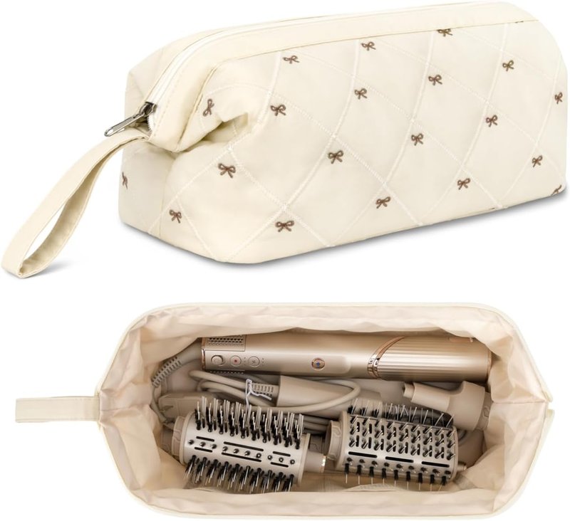 Shark Flex Style Case - Travel Hair Dryer Bag for Dyson Airwrap | Quilted Organizer for Women (Beige)