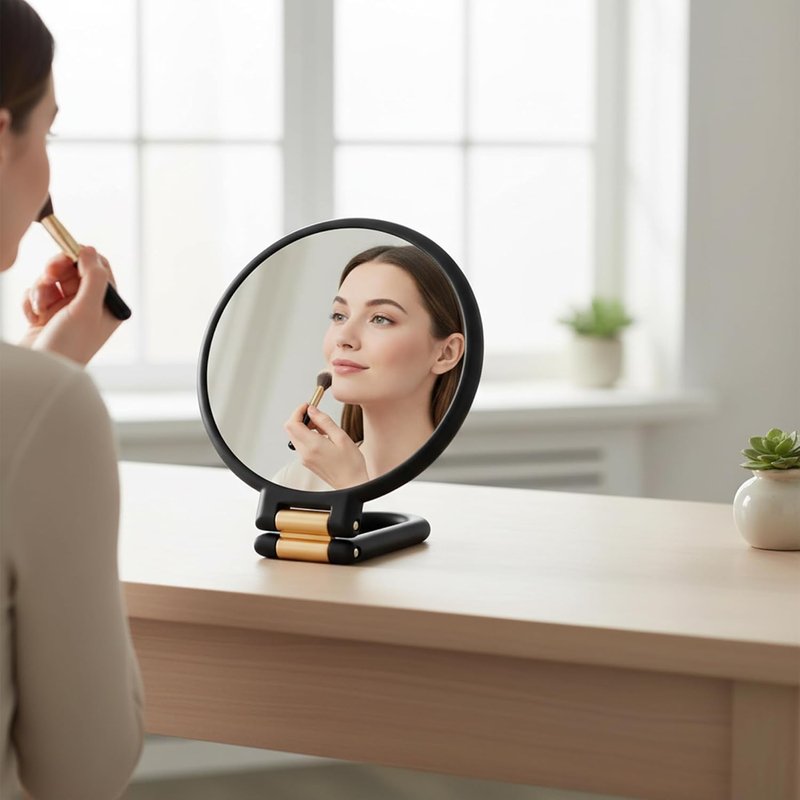 Skiennix Handheld Mirror - 40x Magnifying Double-Sided Design | Portable Travel Makeup Mirror