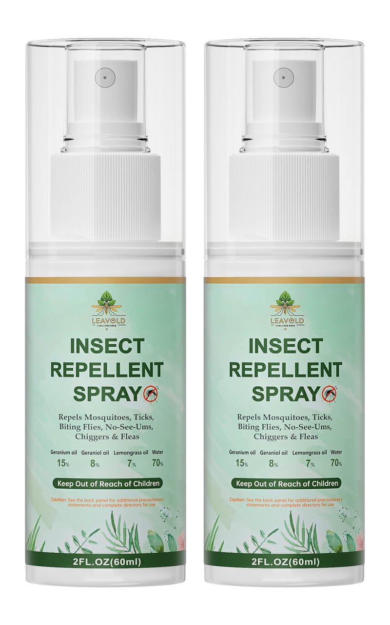 Mosquito Repellent Spray for Body, Made with Plant Essential Oils,Insect Repellent Spray Natural Bug Repellent for Skin DEET-Free Travel Size 2 Fl Oz (2 Pack)