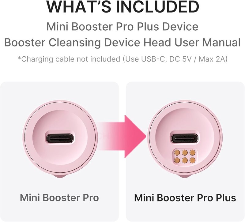 Medicube Mini Booster Pro Plus Cleansing Device Set - 2-in-1 Facial Cleansing & Skincare | Portable Pink Device with 3 Modes for Pore & Sebum Care