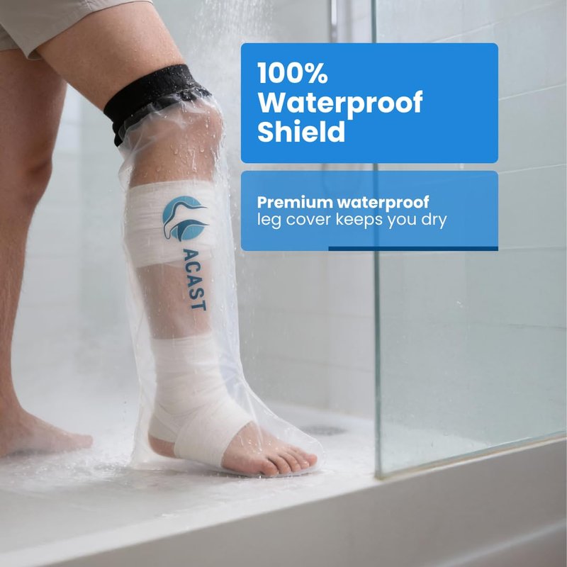 ACAST Waterproof Leg Cast Cover for Shower | Reusable Cast Protector for Plaster & Dressings | Secure No-Leak Seal | Easy Slip-On Shower & Bathing Protection | Comfortable, Durable Adult Fit