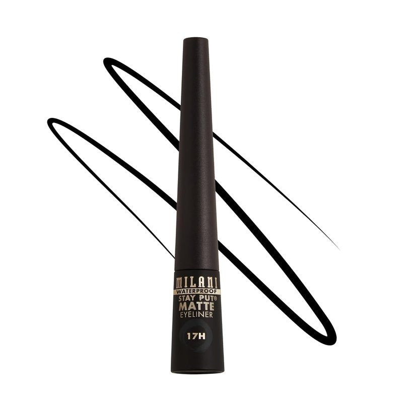 Milani Stay Put Matte Liquid Eyeliner - Waterproof Black, 17-Hour Wear, Smudgeproof & Vegan
