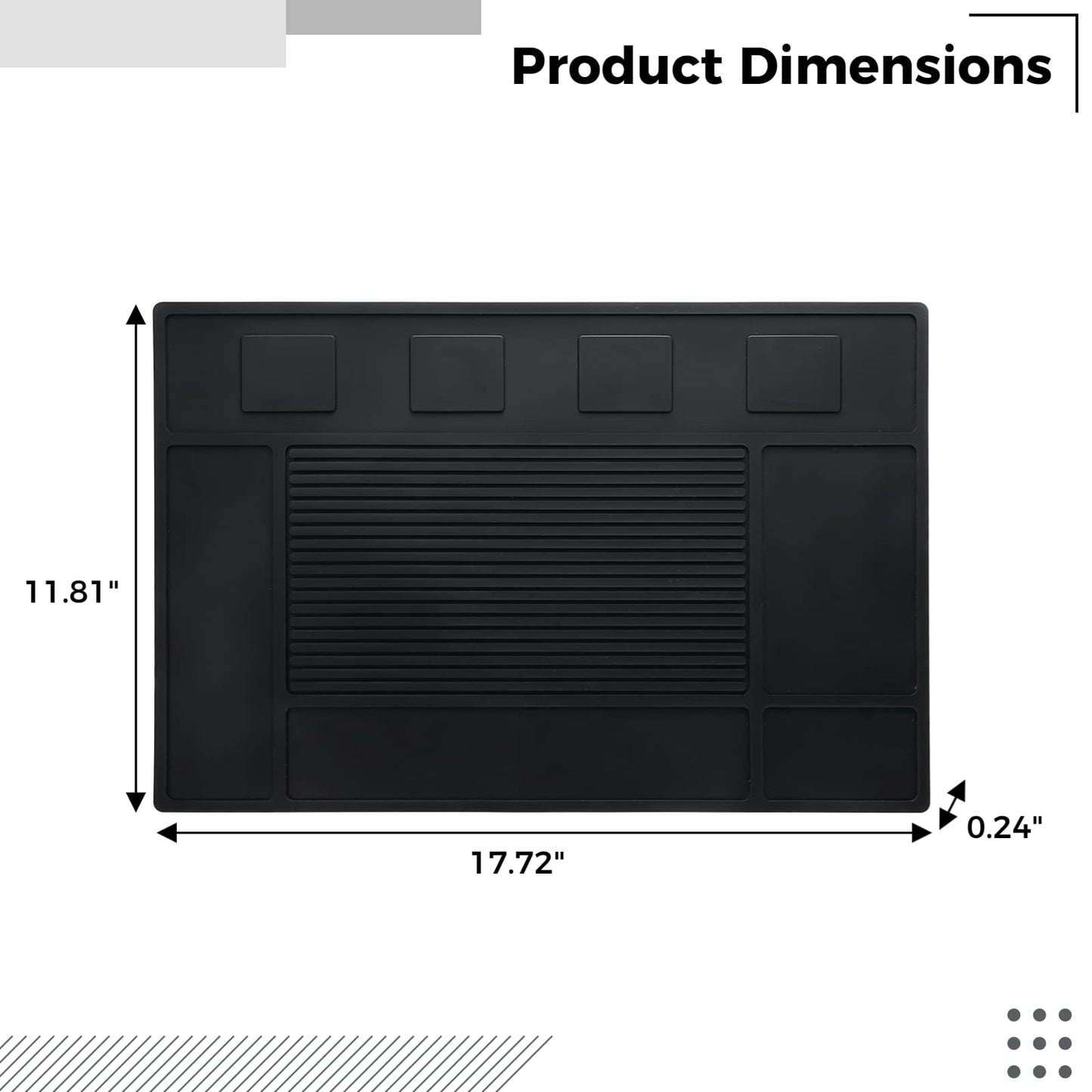 yeesport Barber Tool Organizer Mat, Flexible Silicone Barber Tool Pad, Magnetic Salon Barbershop Work Station Pad, Non-Slip Barbershop Counter Mat for Clippers Tools (Black)