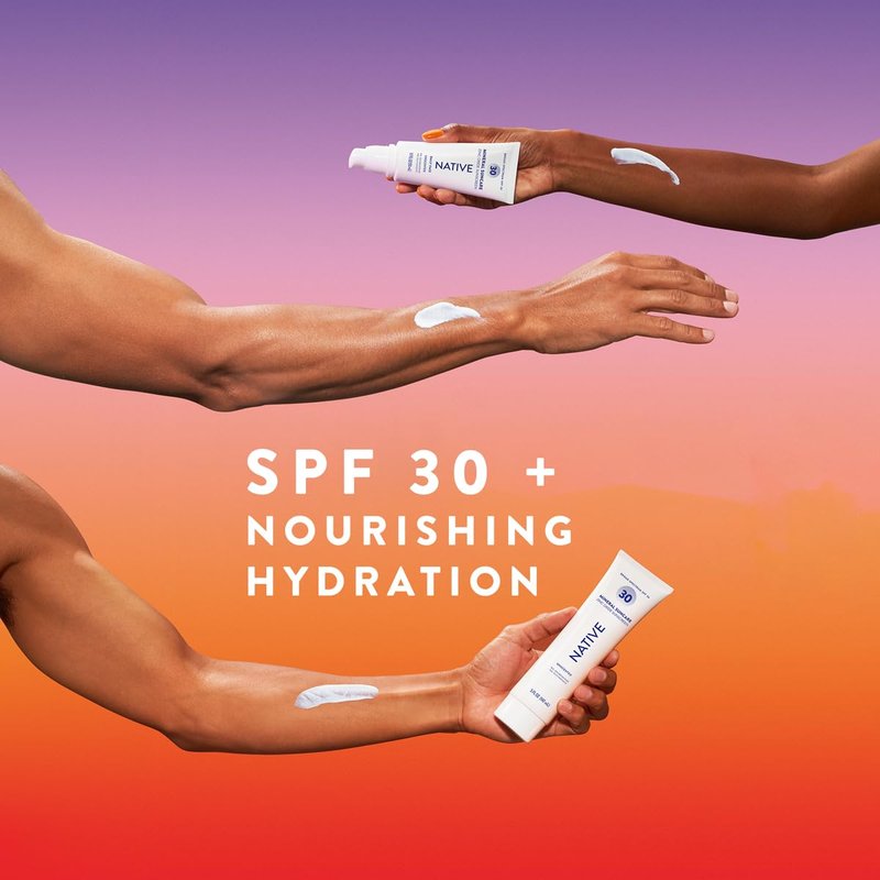 Native Sunscreen SPF 30 - Zinc Oxide Sun Protection for Sensitive Skin | Unscented, Lightweight, 5 Ounces