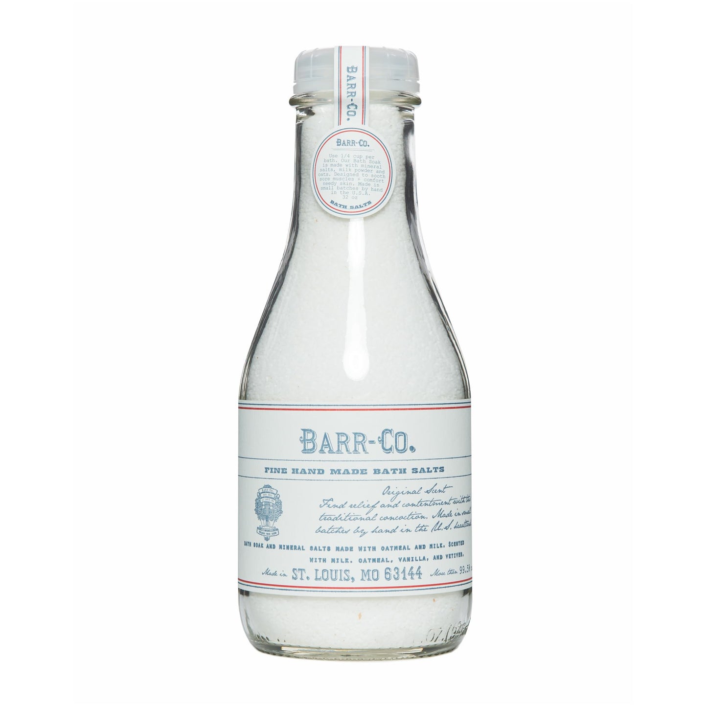 Barr-Co. Original Scent Fine Hand Made Bath Salts, Vanilla Coconut Bath Salts with Oatmeal and Vetiver, Relaxing Bath Products for Women & Men, 32 oz