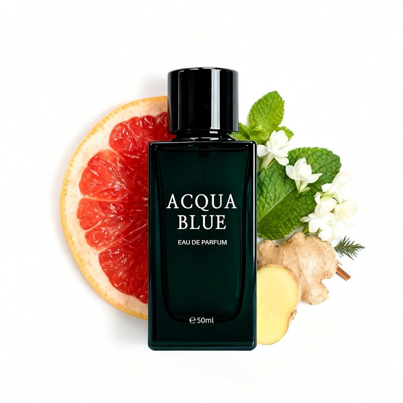 Acqua Blue Eau de Parfum for Men - Fresh Woody Fougere Cologne with Lemon, Mint & Pink Pepper Notes | 50ml Long-Lasting Fragrance