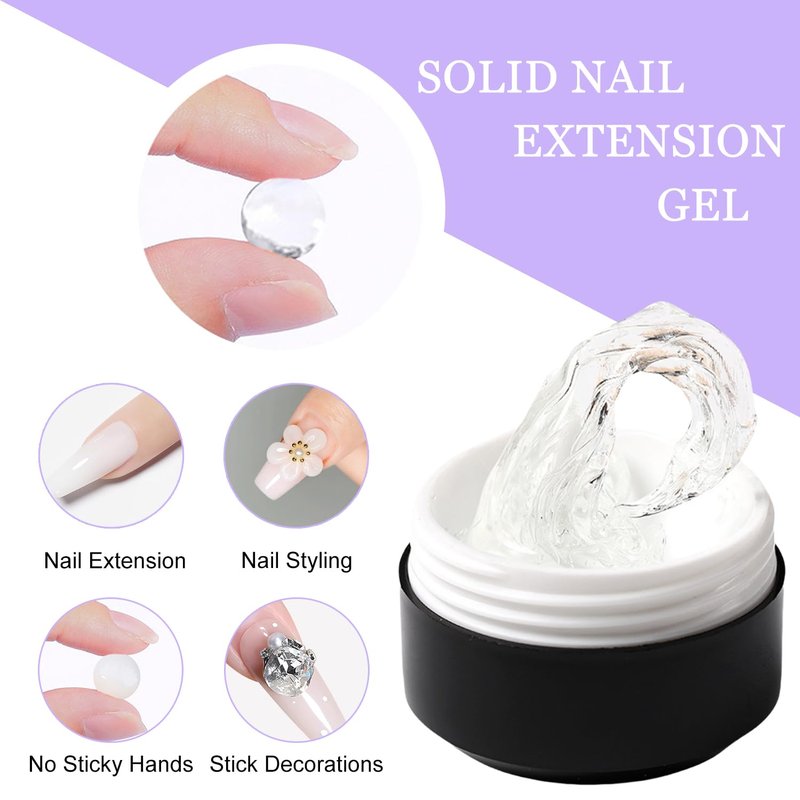 Skiennix 3D Sculpting Gel Kit - 15g Clear & White Non-Sticky Nail Builder with Gold Chrome Powder