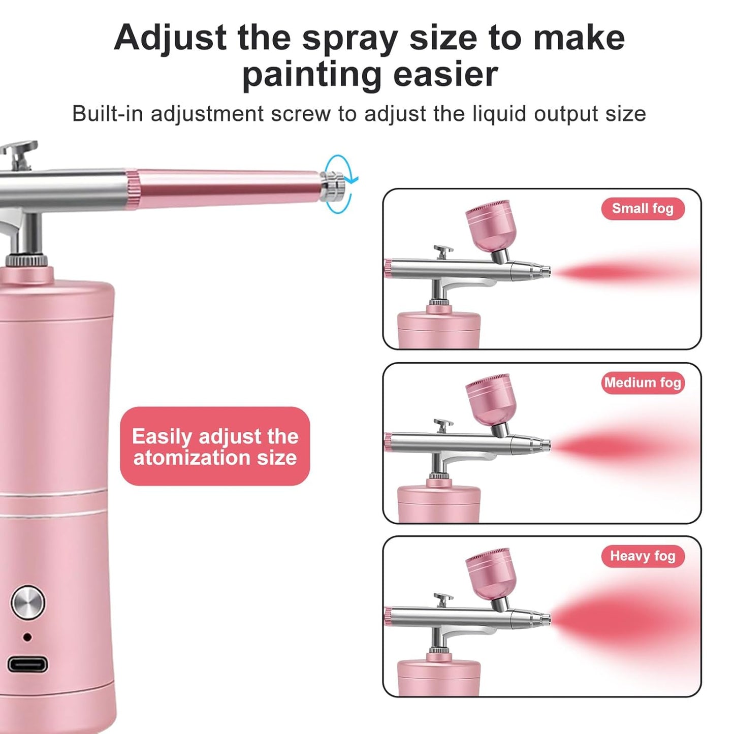 ZPSHYD Airbrush Kit - Portable Wireless Air Brush with Compressor for Nail Art & Makeup (Pink)
