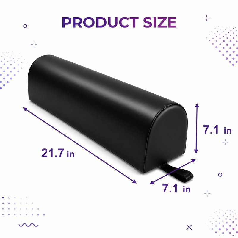 Celmuron 3/4 Round Massage Bolster Pillow 22 x 7 x 7 Inch, Professional Massage Table Bolster Cushion, Support Pillow for Spa, Physical Therapy, Chiropractic, Knee & Leg Support, Black