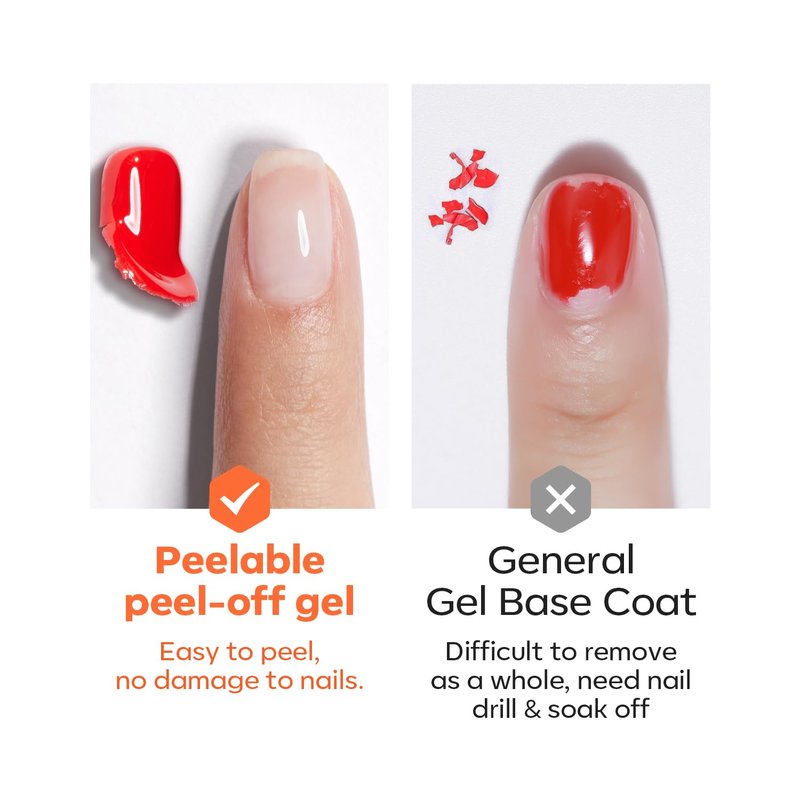 Modelones Non-U V Gel Base Coat - Quick Dry Peelable Formula for Thin & Weak Nails | 10ml