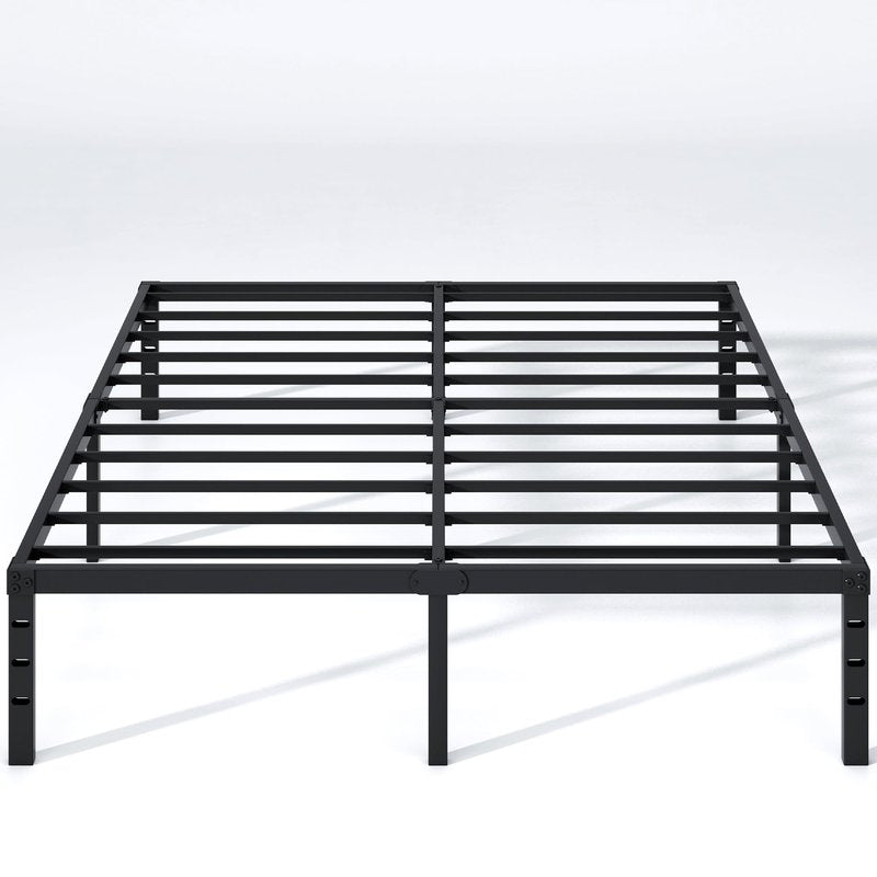NEW JETO Metal Bed Frame,Queen Size Bed Frame with Storage Space,Heavy Duty Sturdy Mattress Foundation,Easy Assembly,No Box Spring Needed, Black,14 Inch,Queen