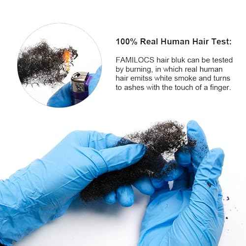 Tight Afro Kinky Bulk 100% Human Hair for Dreadlock Extensions, Locs Repair, Twists and Braids - 3 Bundles/Package (16 Inch, Natural Black)
