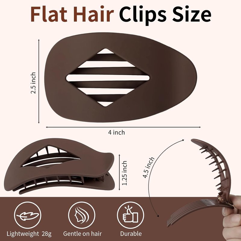 Flat Hair Clips for Women - 10 PCS Medium Matte Claw Clips, 4.2 Inch Strong Hold Non-Slip | Dark Coffee
