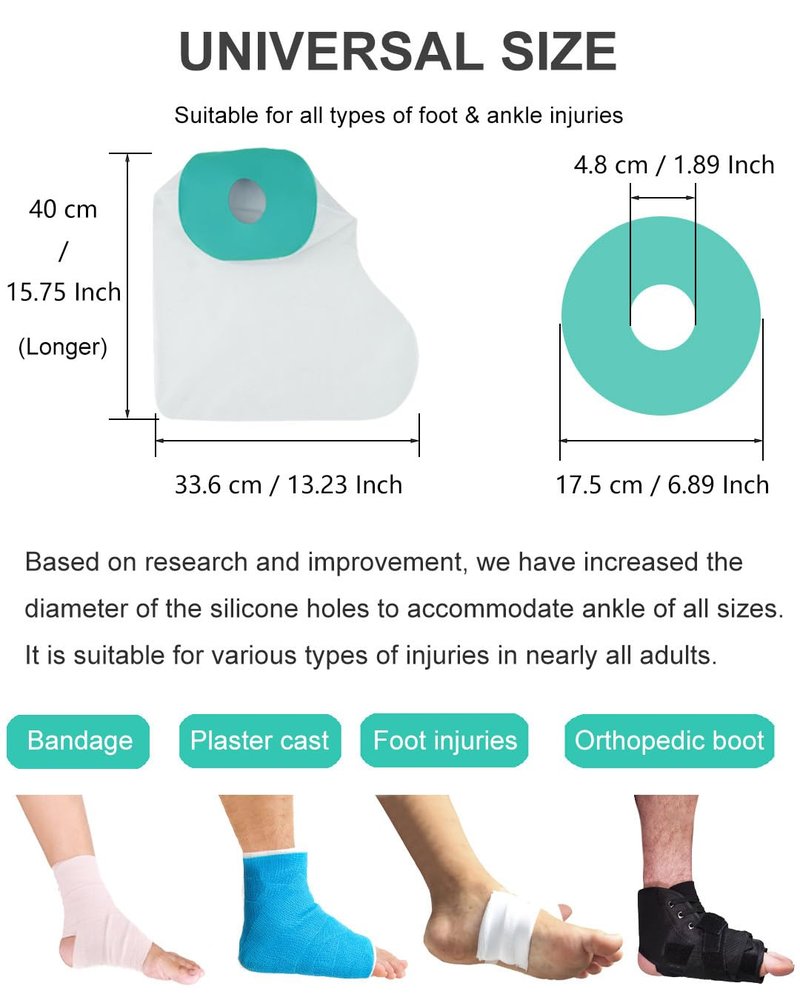 EuyiHlybt Cast Cover for Foot, Reusable Foot Cast Shower Cover, Shower Boot Cover Waterproof Foot Cover for Shower After Surgery, Soft Comfortable Ankle Cast Protector for Bandages, Casts, Dressings
