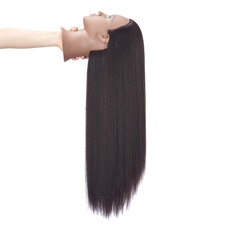 Hairingrid 26"-28" Mannequin Head Hair Styling Training Head Manikin Cosmetology Doll Head Synthetic Fiber Hair and Free Clamp Holder (Yaki-Black)