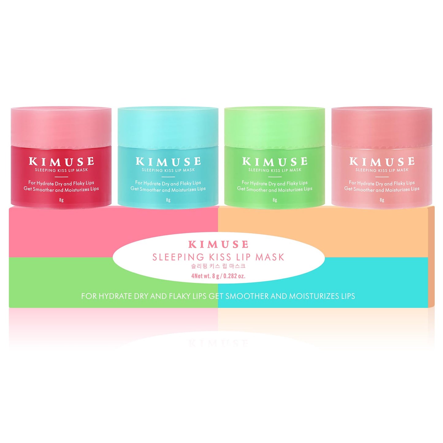 KIMUSE Lip Mask Set, 4PCS Lip Sleeping Mask Overnight Treatment Lip Care Products, Moisturize & Nourish, Flaky, Cracked Dry Lips, Intense Hydration with Shea Butter (SET)