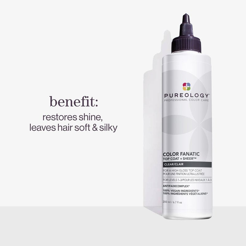Pureology Color Fanatic Top Coat + Sheer Clear Hair Toner | Hair Gloss Treatment | Clear Hair Glaze for Brunette & Black Hair | 6.7 Fl Oz