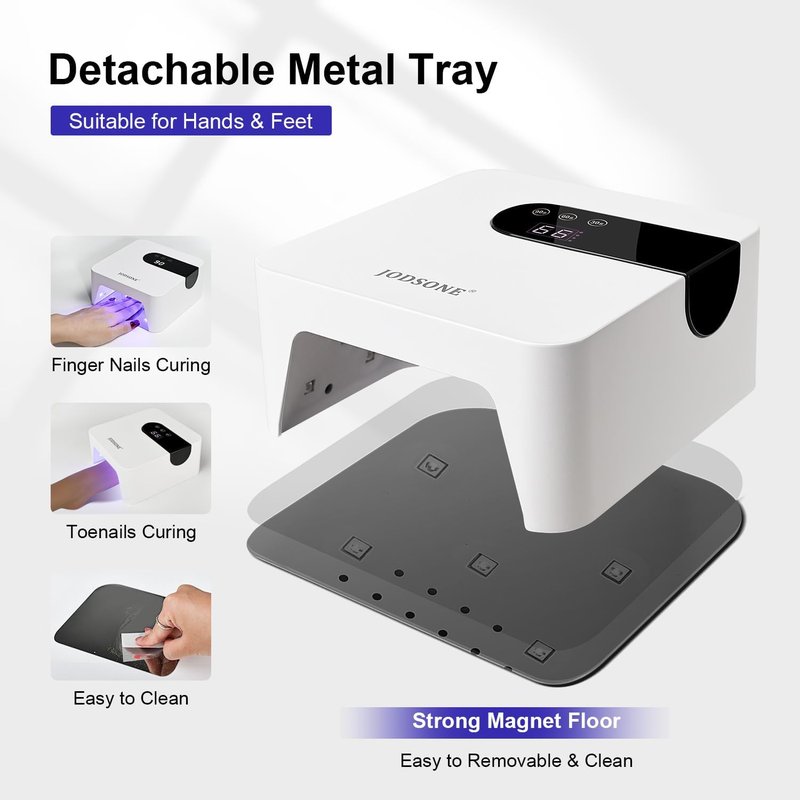 JODSONE UV Nail Lamp - Rechargeable Portable Nail Dryer with 3 Timers & LCD Display | White