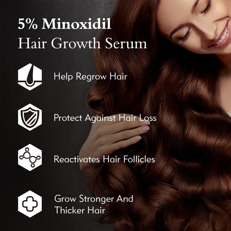Ruahouine Hair Growth Serum - 5% Minoxidil & Biotin for Thicker, Longer Hair | 2.11 fl. oz